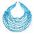 Statement Long Layered Multistrand Glass Bead and Semiprecious Stone Necklace In Light Blue - 86cm Long