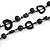Black Bone and Wood Bead Cotton Cord Long Necklace - 80cm Long - view 3