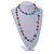 Long Multicoloured Glass and Shell Bead with Silver Tone Metal Wire Element Necklace - 120cm L - view 2