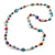 Long Multicoloured Glass and Shell Bead with Silver Tone Metal Wire Element Necklace - 120cm L - view 4