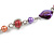 Long Multicoloured Glass and Shell Bead with Silver Tone Metal Wire Element Necklace - 120cm L - view 5