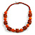 Orange Wood Button & Bead Chunky Necklace - 60cm Long - view 4