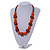 Orange Wood Button & Bead Chunky Necklace - 60cm Long - view 2