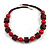 Cherry Red/ Burgundy Red Wood Button & Bead Chunky Necklace - 60cm Long - view 6