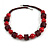 Cherry Red/ Burgundy Red Wood Button & Bead Chunky Necklace - 60cm Long - view 7