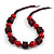 Cherry Red/ Burgundy Red Wood Button & Bead Chunky Necklace - 60cm Long - view 8