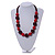 Cherry Red/ Burgundy Red Wood Button & Bead Chunky Necklace - 60cm Long - view 2