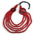 Layered Multistrand Red Wood Bead Black Cord Necklace - 100cm L - view 3