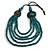 Layered Multistrand Teal Wood Bead Black Cord Necklace - 100cm L