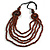 Layered Multistrand Brown Wood Bead Black Cord Necklace - 100cm L