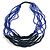 Statement Dark Blue Wood and Inky Blue Glass Bead Multistrand Necklace - 76cm L - view 3