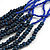 Statement Dark Blue Wood and Inky Blue Glass Bead Multistrand Necklace - 76cm L - view 4