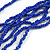 Statement Dark Blue Wood and Inky Blue Glass Bead Multistrand Necklace - 76cm L - view 5