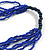 Statement Dark Blue Wood and Inky Blue Glass Bead Multistrand Necklace - 76cm L - view 6