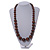 Brown Graduated Wooden Bead Necklace - 70cm Long - view 2