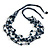 Dark Blue Wood Beaded Cotton Cord Necklace - 80cm Length - view 3