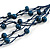 Dark Blue Wood Beaded Cotton Cord Necklace - 80cm Length - view 4