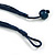 Dark Blue Wood Beaded Cotton Cord Necklace - 80cm Length - view 6