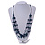 Dark Blue Wood Beaded Cotton Cord Necklace - 80cm Length - view 2