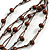Multistrand Brown Wood Beaded Cotton Cord Necklace - 80cm Length - view 5