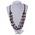 Multistrand Brown Wood Beaded Cotton Cord Necklace - 80cm Length - view 2