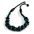 Teal/ Black Chunky Wood Bead Cotton Cord Necklace - 48cm Long - view 3