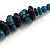 Teal/ Black Chunky Wood Bead Cotton Cord Necklace - 48cm Long - view 4