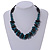Teal/ Black Chunky Wood Bead Cotton Cord Necklace - 48cm Long - view 2
