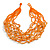 Bright Orange Glass Bead/ Semiprecious Stone Multistrand Necklace - 56cm Long