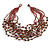 Brown Glass Bead/ Semiprecious Stone Multistrand Necklace - 60cm Long