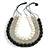 4 Strand Layered Resin Bead Cord Necklace In Black/ Grey/ White - 66cm  L