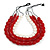 4 Strand Layered Resin Bead Black Cord Necklace In Red/ White - 66cm L