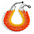 4 Strand Layered Resin Bead Black Cord Necklace In Orange/ Yellow - 66cm L