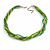 Lime/ Grass Green Glass Multistrand Twisted Necklace - 45cm L/ 7cm Ext - view 4