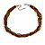 Brown/ Bronze Glass Multistrand Twisted Necklace - 45cm L/ 7cm Ext