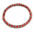Red Acrylic Bead and Metal Ring Stretch Necklace In Silver Tone - 38cm L