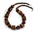 Brown Wood Button & Bead Chunky Necklace - 60cm Long