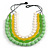 4 Strand Layered Resin Bead Black Cord Necklace In Mint Green/ Lemon Yellow/ White - 66cm L - view 3