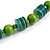 Green/ Lime Wood Button & Bead Chunky Necklace - 60cm Long - view 3