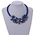 Stunning Glass Bead with Shell Floral Motif Necklace In Blue - 48cm Long - view 2