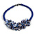Stunning Glass Bead with Shell Floral Motif Necklace In Blue - 48cm Long - view 8