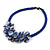 Stunning Glass Bead with Shell Floral Motif Necklace In Blue - 48cm Long - view 9