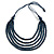 Dark Blue Multistrand Layered Wood Bead with Cotton Cord Necklace - 90cm Max length- Adjustable