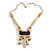 Tribal Wood/ Ceramic Bead Cotton Cord Necklace in Natural/ Brown - 60cm Long/ 10cm Long Front Drop