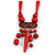 Tribal Wood/ Ceramic Bead Cotton Cord Necklace in Cherry Red/ Brown - 60cm Long/ 10cm Long Front Drop - view 3