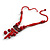 Tribal Wood/ Ceramic Bead Cotton Cord Necklace in Cherry Red/ Brown - 60cm Long/ 10cm Long Front Drop - view 6