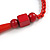 Tribal Wood/ Ceramic Bead Cotton Cord Necklace in Cherry Red/ Brown - 60cm Long/ 10cm Long Front Drop - view 7