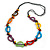 Multicoloured Bone and Wood Bead Black Cord Necklace - 80cm Long