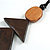 Brown Geometric Wood Pendant with Black Waxed Cotton Cord - 86cm Long/ 12cm Pendant - view 3