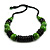 Statement Chunky Green/ Black Wood Bead with Black Cotton Cord Necklace - 60cm L - view 4